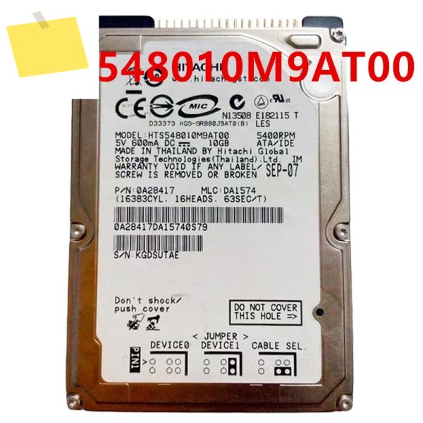 HGST 하드 디스크, HTS548010M9AT00 용, 10GB, 2.5 인치, 4MB IDE, 5400RPM, 거의 새제품 제품 이미지