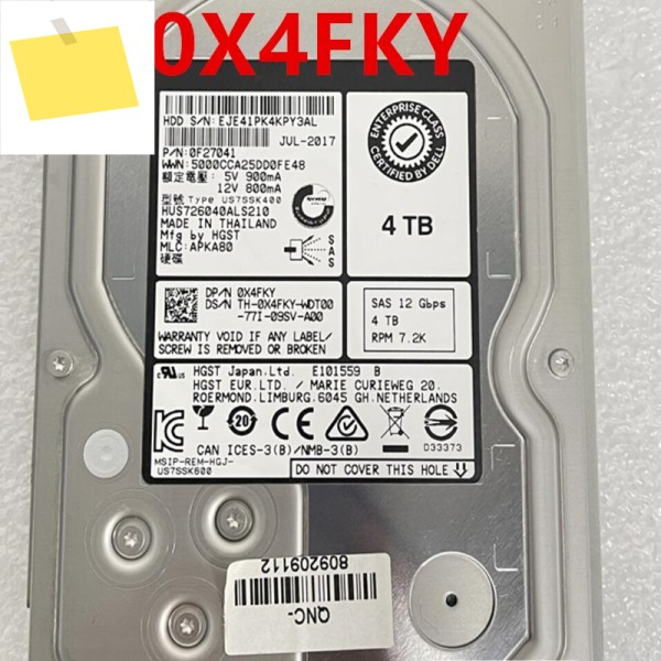 서버 HDD용 하드 디스크, HGST 4TB 3.5 인치 128MB SAS 7200RPM, 0X4FKY HUS726040ALS210, 거의 새제품 제품 이미지