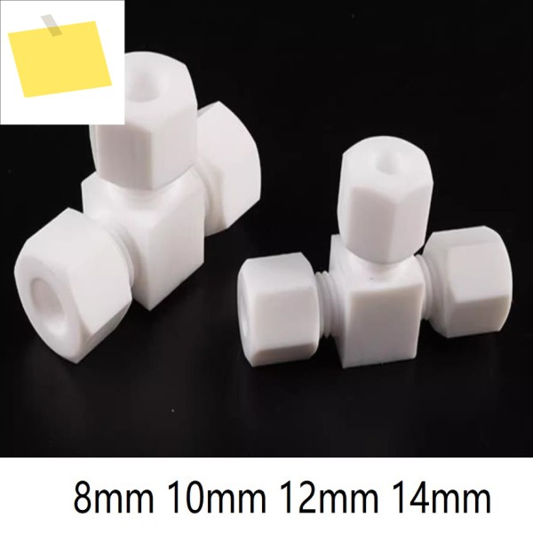8mm PTFE 페룰 T 티 조인트 부식 방지 산성 알칼리 압축 바이트 유형 피팅 폴리 테프 튜브 삽입 제품 이미지