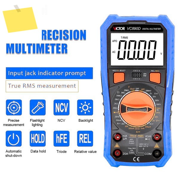 VICTOR VC890D 디지털 멀티미터 True RMS 2000uF 백라이트 테스터 커패시턴스 제품 이미지