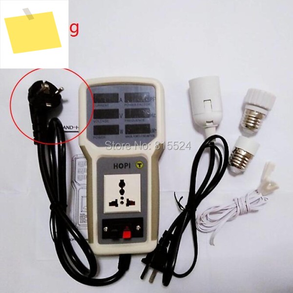 HOPI HP-9800 휴대용 전력계, 분석기, LED 계량 소켓, 측정 가능한 전류-전압 역률 제품 이미지
