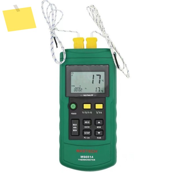 MASTECH MS6514 듀얼 채널 디지털 온도계2개 포함 K Kype 열전대 유리 섬유 온도 라인 1미터 제품 이미지