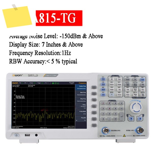 OWON XSA815-TG 디지털 스펙트럼 분석기 9 인치 LCD 1280x800 1Hz 해상도 대역폭 ~ 주파수 TG 오실로스코프 제품 이미지