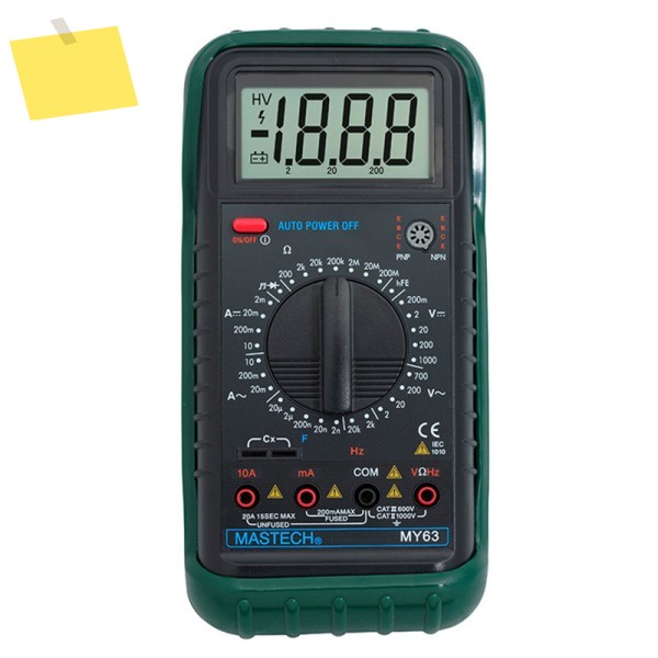 MASTECH MY63 디지털 멀티미터 DMM W 온도, 커패시턴스 및 HFE 테스터 전류계 2000 카운트 제품 이미지