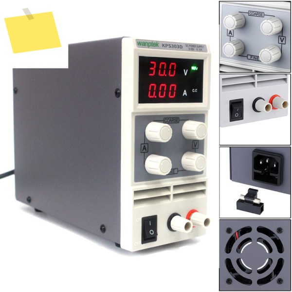 KPS303D 조정 가능한 이중 LED 디스플레이 스위치 DC 전원 공급 장치 30V3A 110V-230V 0.1V0.01A EU 제품 이미지