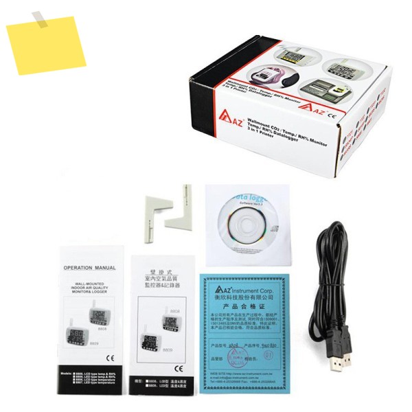 AZ8808 온도 습도 기록기 USB 레코더 벽걸이형 실내 공기질 모니터 제품 이미지
