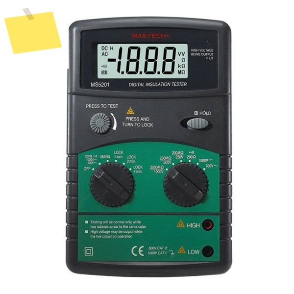 MASTECH MS5201 디지털 절연 저항 테스터 1999 카운트 Megometro 메가 옴 소리 및 빛 경보 제품 이미지