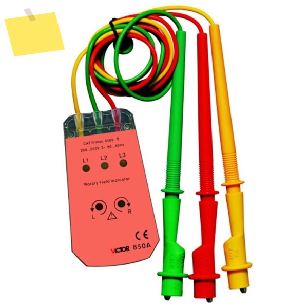 VICTOR VC850A 3상 시퀀스 회전 표시기 테스터 200~480V 체커 미터 LED + 버저 제품 이미지