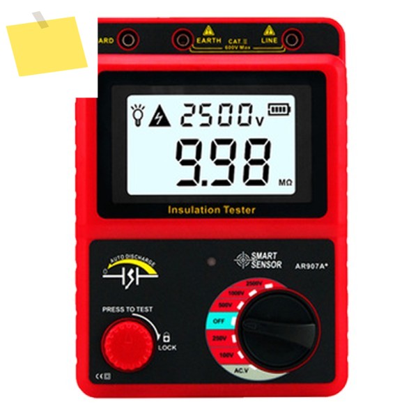 스마트 센서 절연 저항 테스터 AR907A+ 100-2500V 디지털 메가옴미터 ACDC 전압 제품 이미지