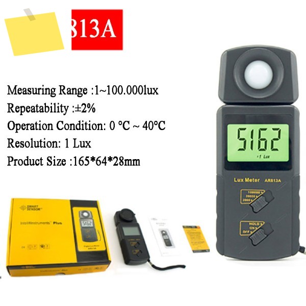 스마트 센서 AR813A 디지털 럭스 미터 Luxmeter 측정 범위 1~100,000 Light 제품 이미지