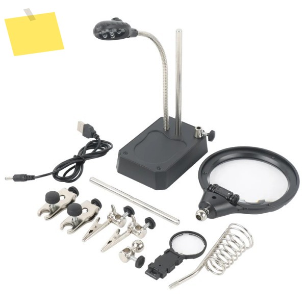 5LED 용접 확대경 보조 클립 돋보기 3 in 1 손 납땜 인두 스탠드 홀더 스테이션 수리 도구 제품 이미지