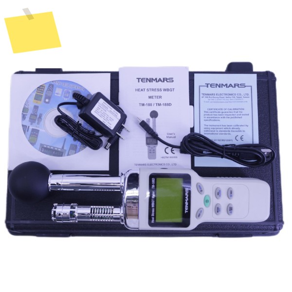 Tenmars TM-188D 열 스트레스 WBGT 계량기 디지털 지수 습구 글로브 온도 테스터, USB 포함 제품 이미지