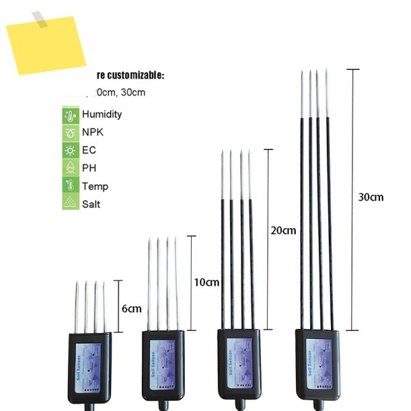 HONDE RS485 Modbus 농업용 토양 관개 습도 염도 NPK PH EC 온도 수분 측정기 롱 프로브 센서 제품 이미지