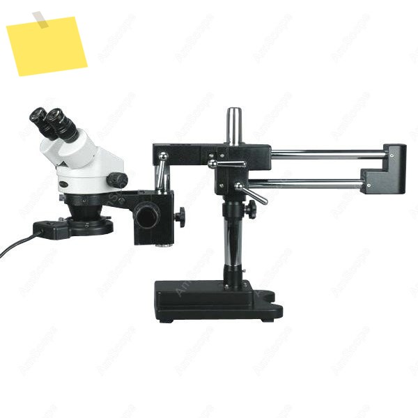 AmScope 쌍안 줌 스테레오 현미경 7X-45X+ 8W 이중 암 붐 스탠드의 형광등 링 라이트 제품 이미지