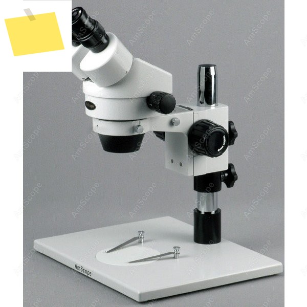 AmScope 쌍안 스테레오 현미경 3.5X-90X+ 기둥형 스탠드+ 대형 베이스에 8W 형광 링 조명 장착 제품 이미지