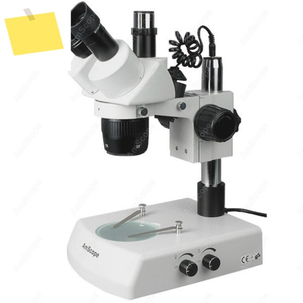 AmScope SW-2T 시리즈 삼안 실체 현미경 10X-20X-30X-60X+ 상단 및 하단 조명 제품 이미지