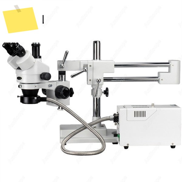 AmScope 동시 초점 줌 삼안 스테레오 현미경 3.5X-90X+ 150W 할로겐 링 라이트 및 3MP USB 2.0 카메라 제품 이미지