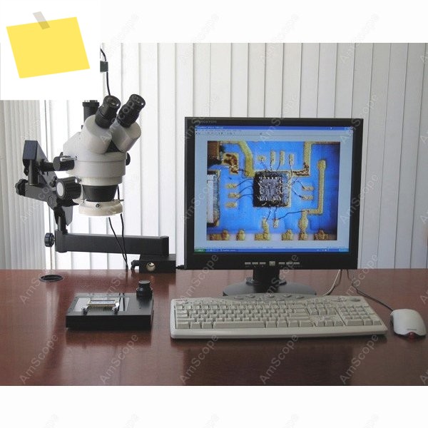 AmScope SM-6 시리즈 동시 초점 줌 삼안 스테레오 현미경 3.5X-90X 관절형 암 + 5MP 디지털 카메라 제품 이미지