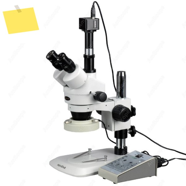AmScope 시뮬포컬 줌 삼안 실체 현미경 3.5X-90X관절형 암 포함 + 5MP 디지털 카메라 제품 이미지