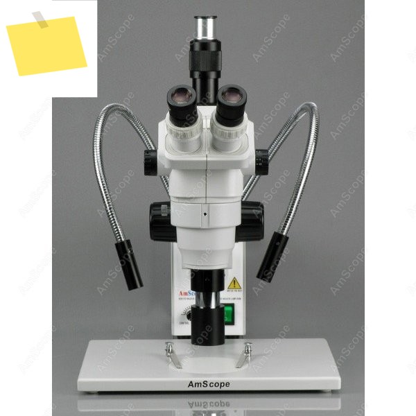 AmScope 줌 삼안 스테레오 현미경 2X-225X 기둥 스탠드 + 9MP 디지털 카메라 섬유 듀얼 구즈넥 라이트 제품 이미지