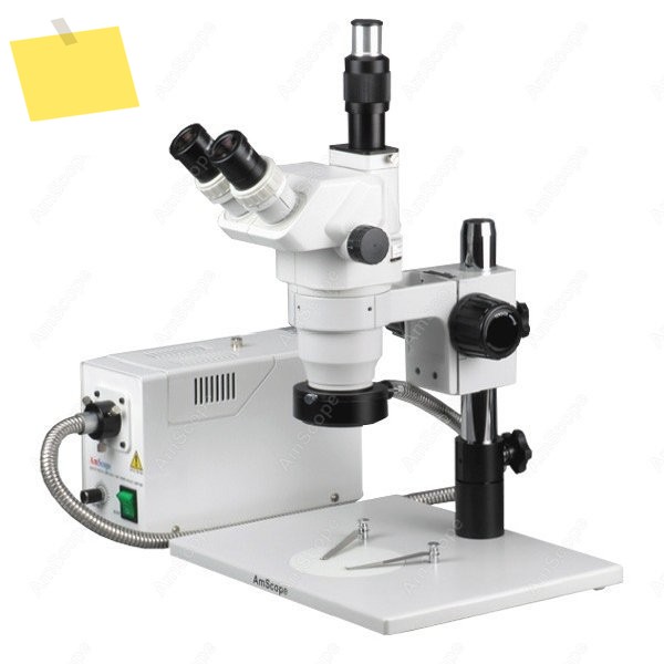 AmScope ZM-1 시리즈 궁극의 줌 삼안 실체 현미경 3.35X-45X필라 스탠드+ 광섬유 링 라이트 포함 제품 이미지