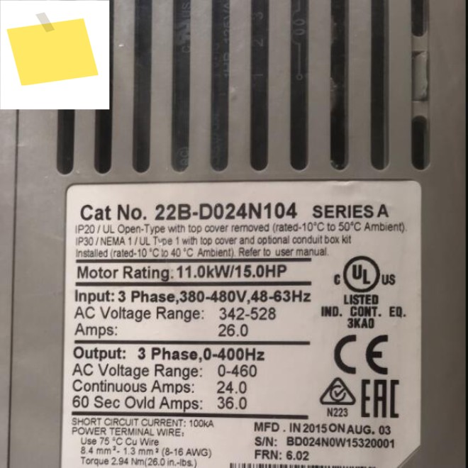 및 새제품, 22B-D024N104, 380V, 11KW 제품 이미지