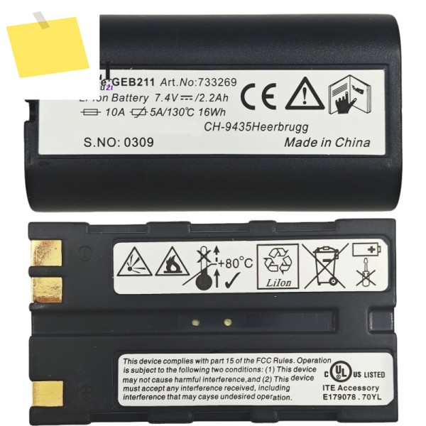 라이카 토탈 스테이션 GPS 측량용 배터리, GEB211, ATX1200, 7.4V, 2200mAh, 블랙 새제품 제품 이미지