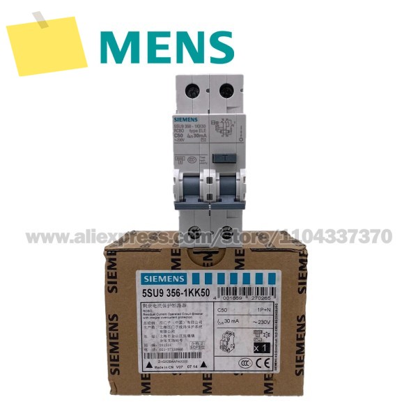 SIEMENS RCBO, 6 kA, 1P+N, 유형 30 C-Char, 입력: 50 Un V 5SU9356-1KK50 제품 이미지