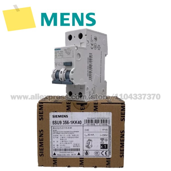 SIEMENS RCBO, 6 kA, 1P+N, 유형 30 C-Char, 입력: 40 Un V 5SU9356-1KK40 제품 이미지