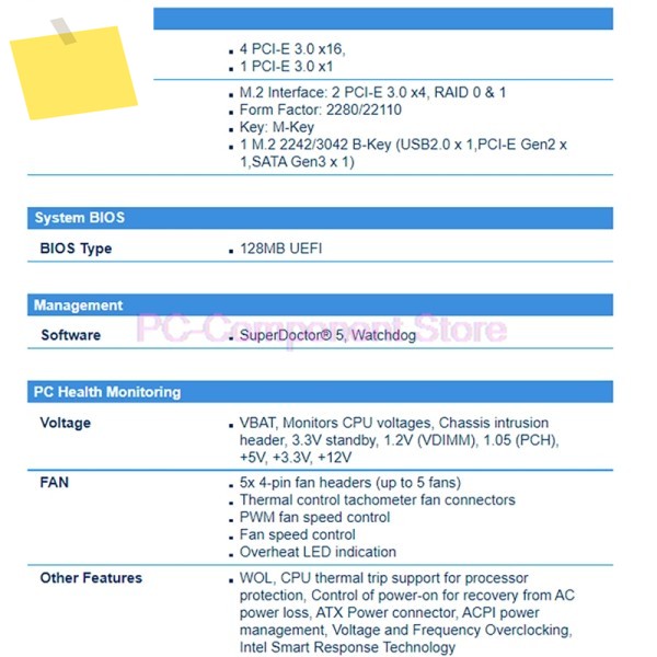 슈퍼마이크로 X299 LGA2066 지원용 C9X299-RPGF-L 서버 마더보드 x 4-way GPU 딥러닝 제품 이미지