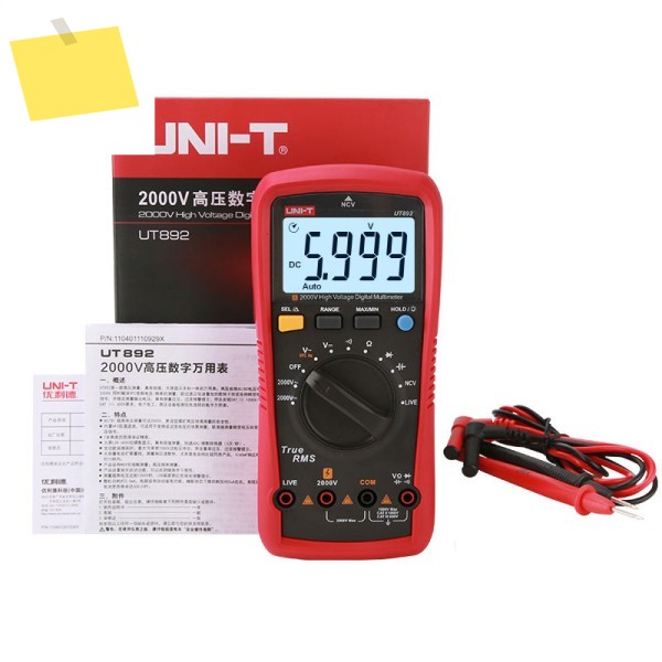 UNI-T 디지털 멀티미터 UT892 2000V AC DC 볼트미터 트루 RMS 캐패시터 커패시터 테스터 주파수 NCV 라이브 제품 이미지