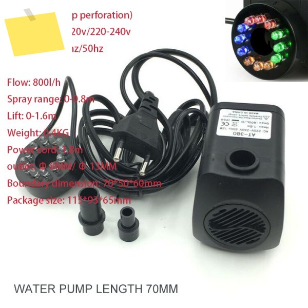 110-120v220-240v 15W 12 LED 수공예품 풀 분수 미니 잠수정 펌프 유럽과 미국 표준 800LH 워터 제품 이미지