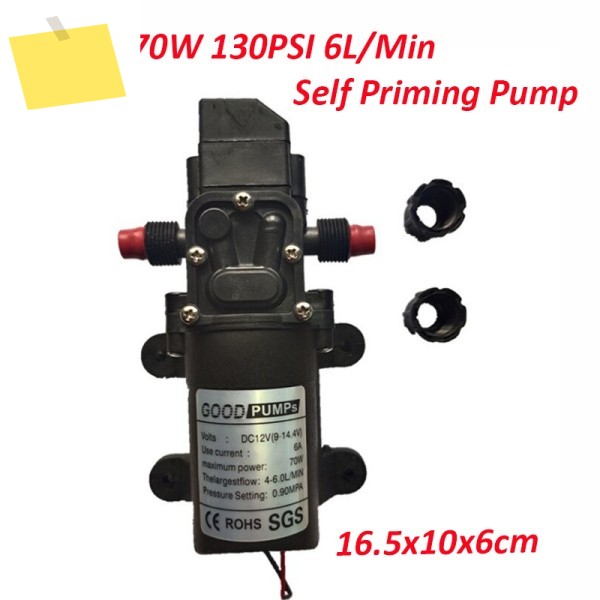 DC 12V 70W 130PSI 6LMin 지능형 리턴 펌프 물 고압 다이어프램 프라이밍 제품 이미지