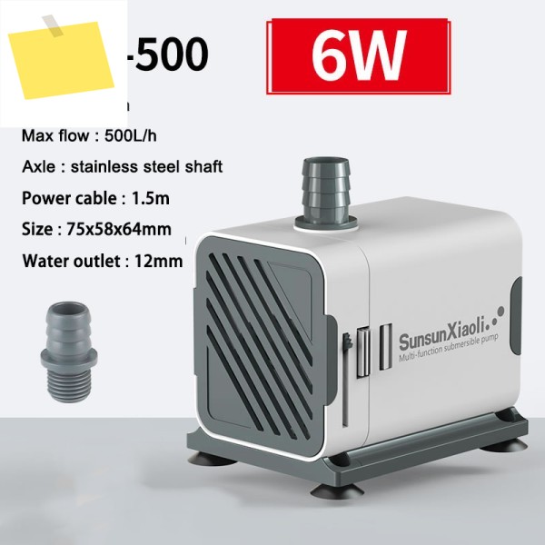 XQP-500L 6W 초저소음 수중 분수 펌프 연못 필터 조절 가능한 수족관 물 어항 정원 제품 이미지