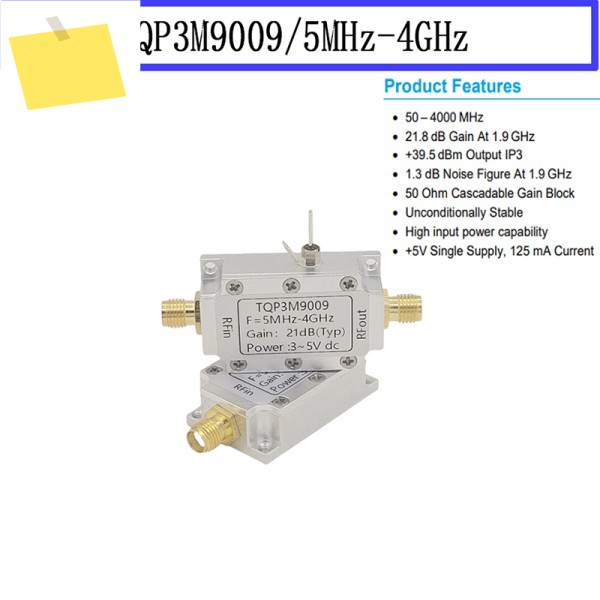 저잡음 증폭기 LNA RF 모듈, 이득 21DB, TQP3M9009, 5MHz-4GHz 제품 이미지