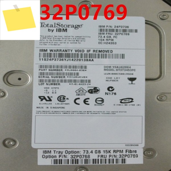 IBM DS4300 용 오리지널 하드 디스크, 73.4GB, 3.5 인치, 16MB FC, 15000RPM, 32P0768, ST373453FC 거의 새제품 제품 이미지