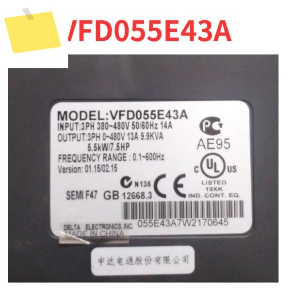 90% 신품 VFD055E43A 주파수 변환기 테스트 완료 OK 제품 이미지
