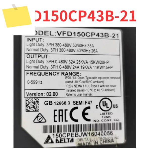 90% 신품 VFD150CP43B-21 주파수 변환기 테스트 완료 OK 제품 이미지