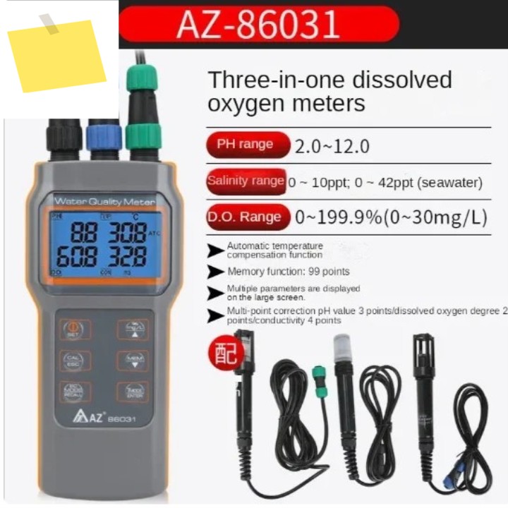 AZ86031 다기능 산소 측정기 콤보 수질 테스터 온도-pHCOND.SALTTDSDO 충전 세트펜 제품 이미지