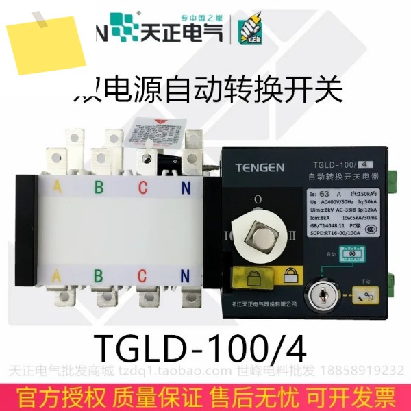 2025.4 TENGEN TGLD-100 절연 이중 전원 자동 전환 스위치 PC 등급 32A40A 삼상 4선 63A 380V 제품 이미지