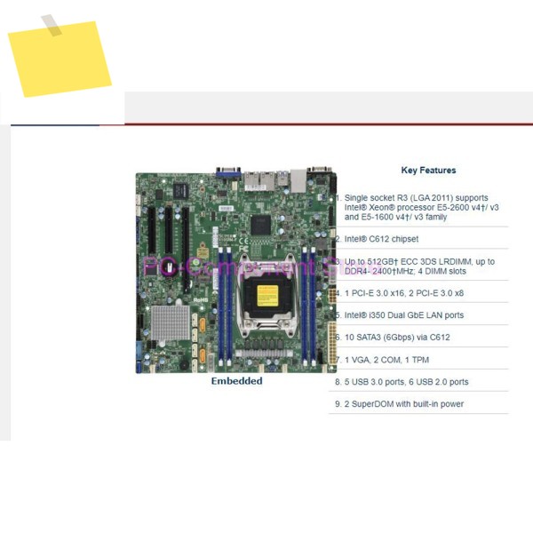 X10SRM-F 서버 마더보드 단일 채널 2011핀 마이크로-ATX 10 SATA3 E5-1600 C6 제품 이미지