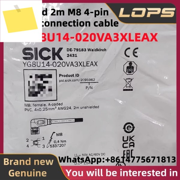 YG8U14-020VA3XLEAX 새 SICK 곡선형 2m M8 4핀 센서 연결 케이블, , 환영 제품 이미지