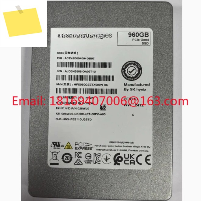 테스트는 1pcs-DELL 960G U2 NVME GEN4 2.5 026WJ0 HFS960GETX099N PE8110 SSD에 적합합니다. 제품 이미지
