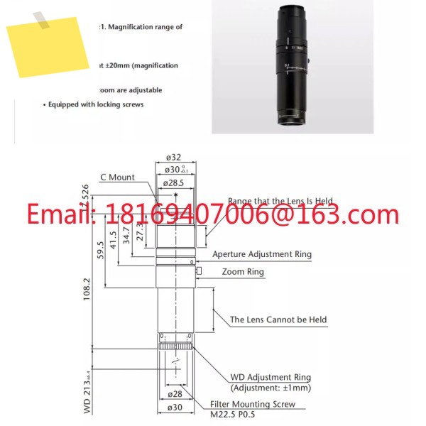 1PCS에 사용됨-ML-Z0108 매크로 줌 렌즈 0.1X-0.8X 긴 작동 거리 WD213mm 제품 이미지