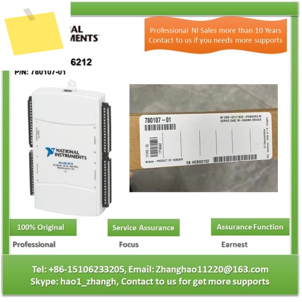 NI USB-6212 780107-01 16 AI 16비트, 400 kSs, 2 AO 250 최대 DIO, 다기능 장치 제품 이미지