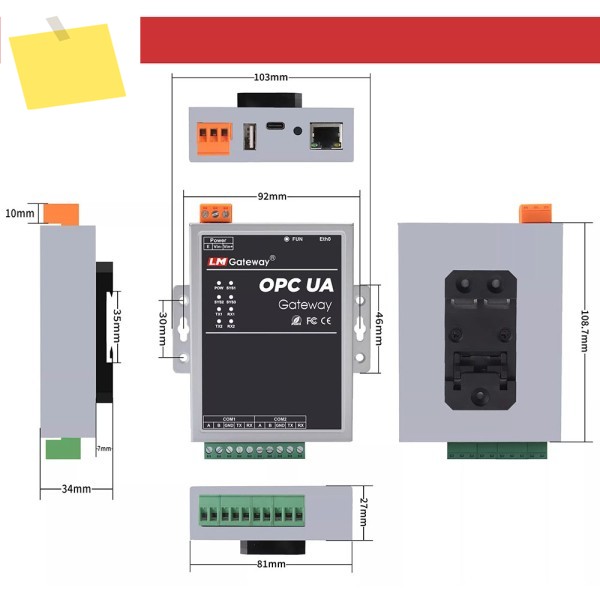 201-OPC UA 데이터 수집 게이트웨이 Modbus BACnet DLT645에서 2개의 RS-485 시리얼 포트 10100 이더넷 제품 이미지