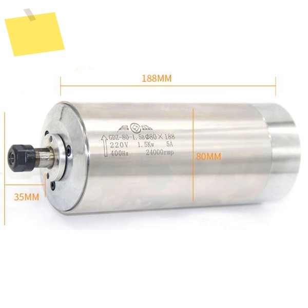 조각기 스핀들, 1.5KW 5A 400HZ 220380V 속도 0-24000rpm, 수냉식 모터 척 ER11 크기 188mm 제품 이미지