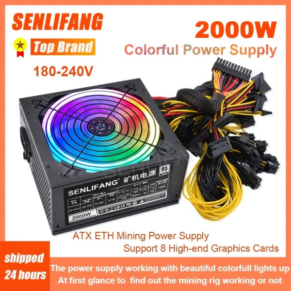 2000W 다채로운 PSU ATX 금 채굴 전원 공급 장치 IDE BTC RVN Rig Ethereum 컴퓨터 기계 지원 8 카드 제품 이미지