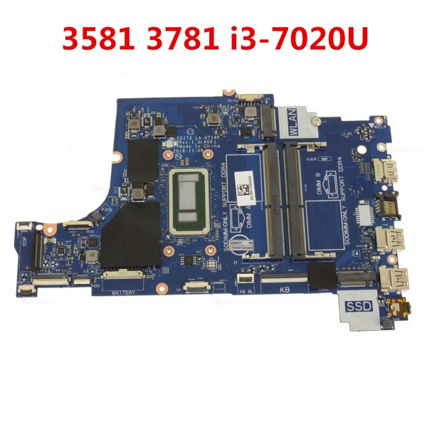 Dell Inspiron 3581 노트북 마더보드i3-7020U CPU 포함 LA-G714P CN-0M5KN5 DDR4 제품 이미지