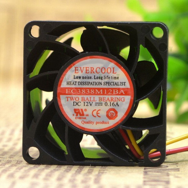 Hfor EVERCOOL EC3838M12BA 3.8CM 12V 0.16A 3838 무소음 냉각 팬 제품 이미지